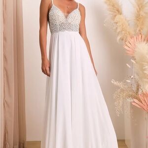 True love white beaded rhinestone maxi dress